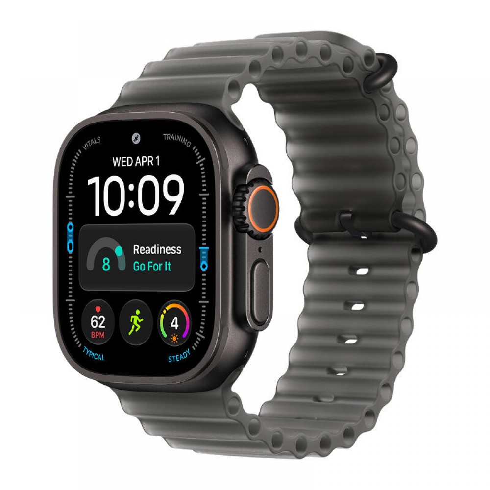 Apple Watch Ultra 4, 49 мм корпус из титана черного цвета, полупрозрачный ремешок Ocean черного цвета