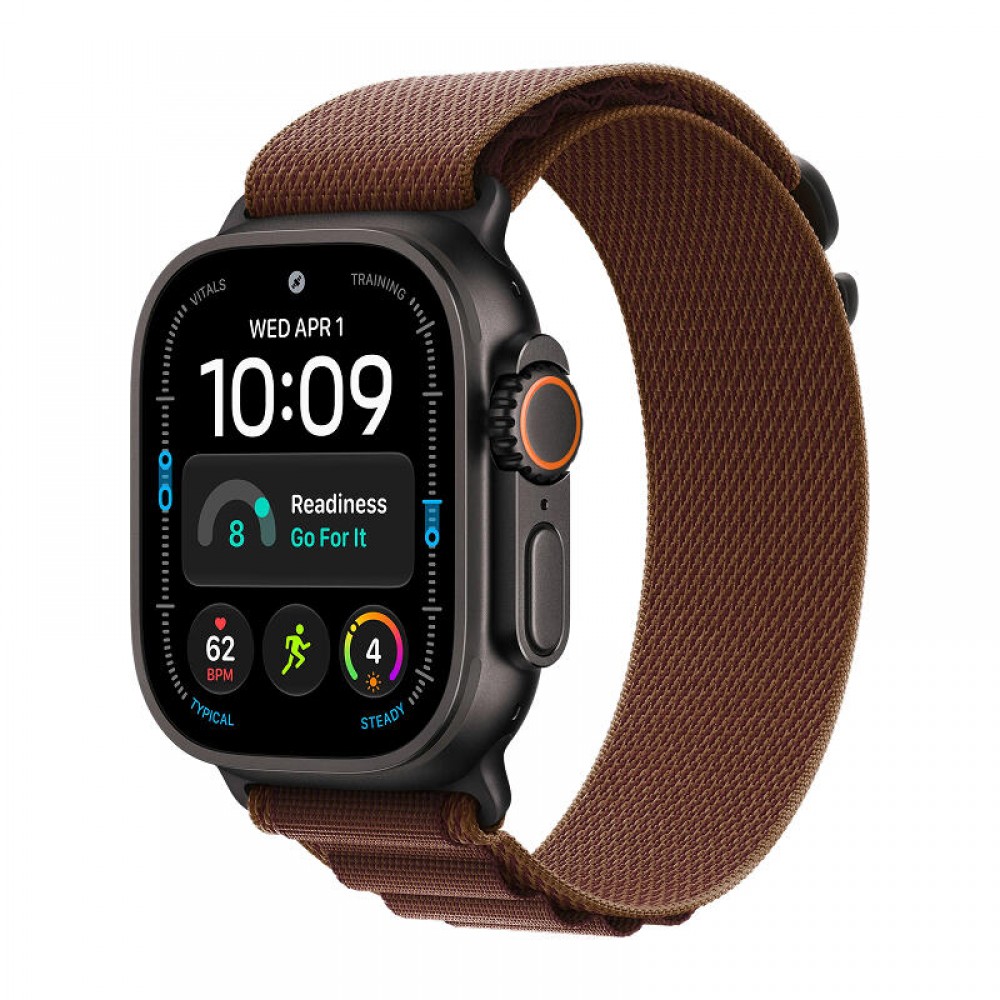Apple Watch Ultra 4, 49 мм корпус из титана черного цвета, ремешок Alpine бордового цвета