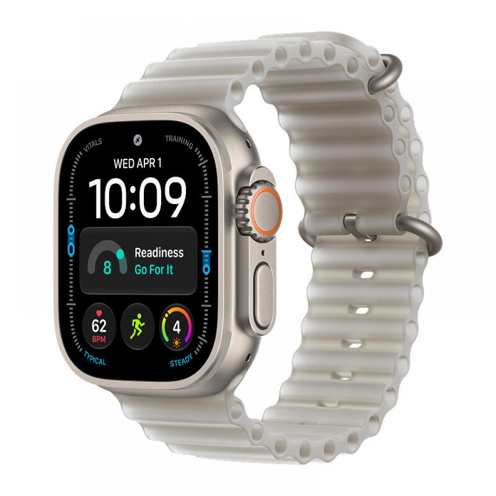 Apple Watch Ultra 4, 49 мм корпус из титана, полупрозрачный ремешок Ocean серого цвета